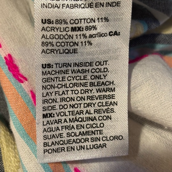 Chico's Striped Embellished Button-up Top Embroidered Beaded Butterfly Size 16 - Picture 12 of 13